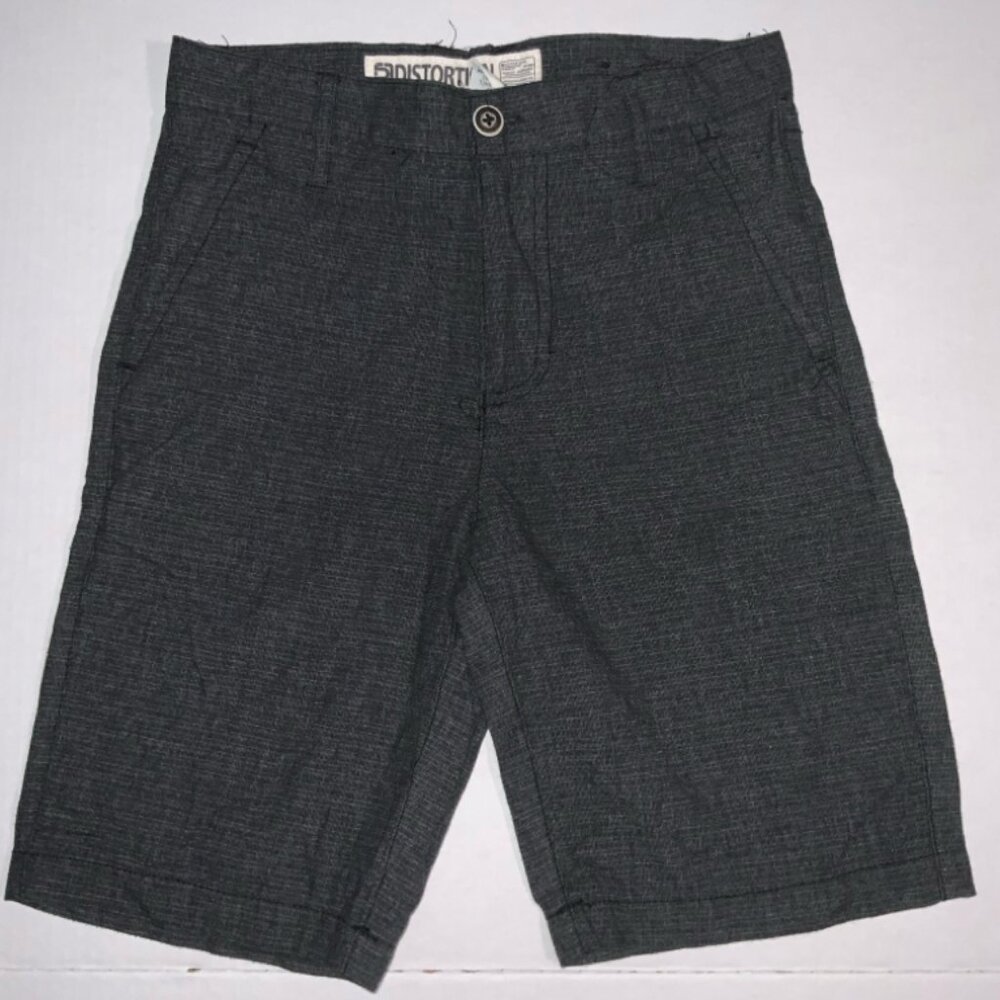 Distortion Boys 8 Coal Gray Slash Pocket Flat Front‎ Bermuda Polyester Shorts